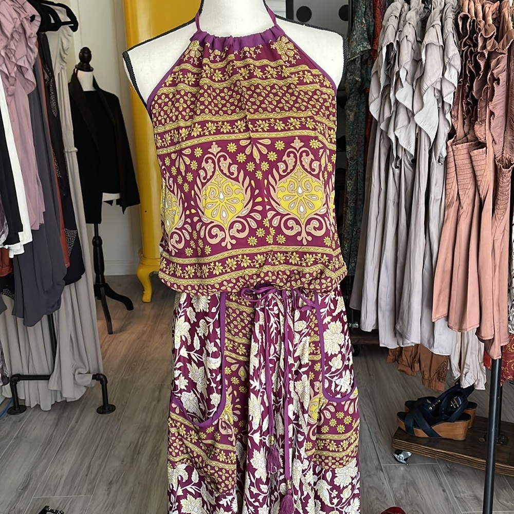 NWT Karma Highway Halter Harem Romper Festival Boho Jumpsuit